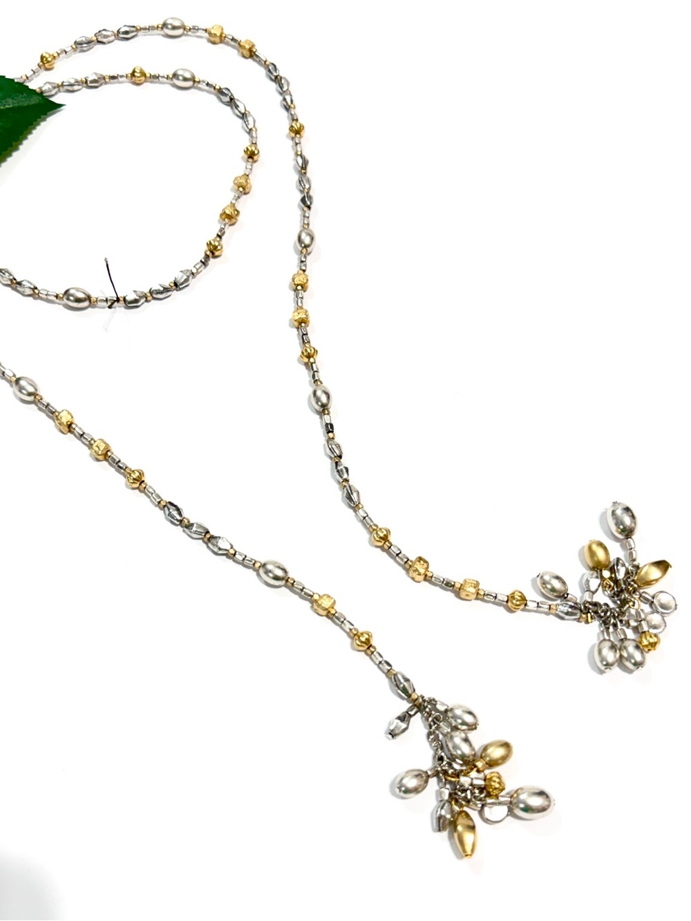 CHICO’S Two Tone Beaded Lariat Necklace Versatile 40” NWOT